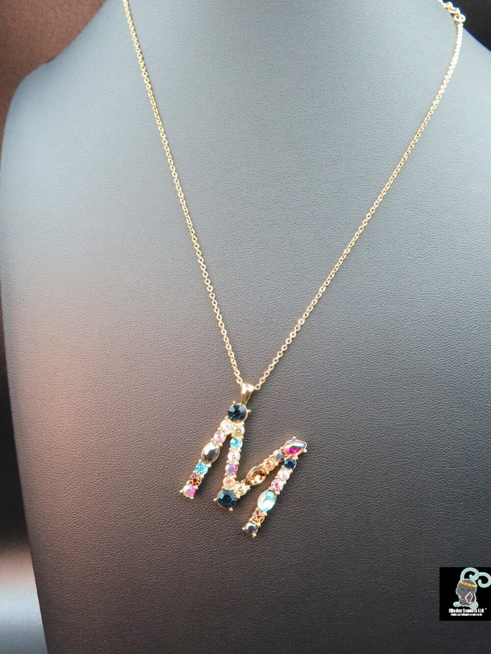 Bella Jack Initial "M" Pendant Necklace Gold Tone 16-19"